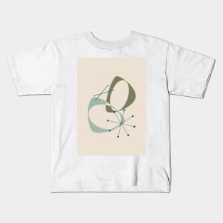 Mid Century Modern Abstract in Green and Neutral Tones Kids T-Shirt